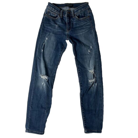 Judy Blue Womens Jeans Regular Fit 3/26 Distressed Stretch Casual Norm Core - Picture 1 of 9